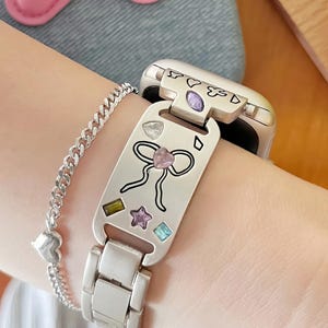 Engraving Bow & Star Stainless Steel Apple Watch Band,Watches Bracelet, Metal Watch Strap,38mm 40mm 41mm 42mm 45mm 46mm 49mm,Series 1-10 SE