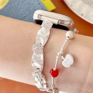 Handmade Snow flaker Stainless Steel Apple Watch Band,Watch Strap ArmBand Bracelets For Women,Fits 40 41 42 44 45 46 49mm,Series1-10 SE