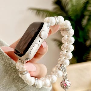 Handmade Bohemia Natural pearl Stone Apple Watch Beaded Bracelet Band Strap • 40mm 41mm 44mm 45mm 46mm 49mm,For Series 10-1,Christmas Gift