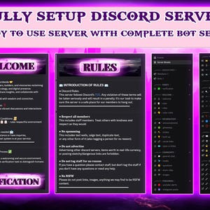 Fully Setup Discord Server with Bots|  Purple Aesthetic Discord Server