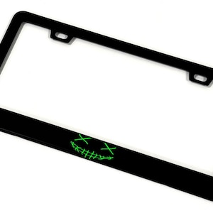 Glow In The Dark License Plate Frame &quot;Black Stainless Steel&quot; Halloween | Spooky | Scary | Fall