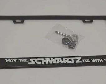 Que la Fuerza te acompañe Marco de matrícula de metal negro premium de Spaceballs