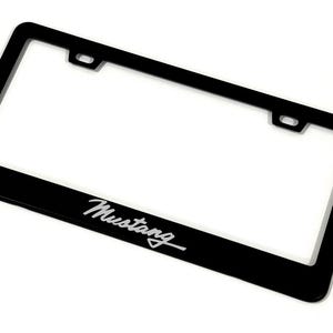 Mustang License Plate Frame &quot;Black Stainless Steel&quot; Logo | Ford | GT | Racing