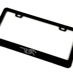 Ford Mustang License Plate Frame &quot;Black Stainless Steel&quot; Horse | GT | Cobra | Car Accessories | Modern