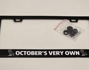 October's Very Own OVO License Plate Frame Black PREMIUM Powder Coated Metal