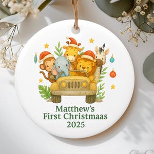 Baby&#39;s First Christmas Name Ornament - Personalized Baby&#39;s Christmas Keepsake - New Baby Gift,Baby Boy Safari Ornament 2025 B72