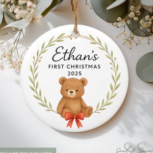 First Christmas Baby Ornament ,Baby Boy Girl Name Ornament ,Personalized 1st Christmas Bear Ornament ,My First Christmas ,New Baby Gift B36