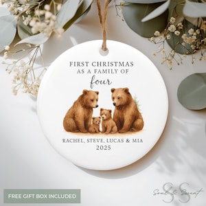 Family of Four Christmas Ornament - Personalized Family Keepsake - New Baby 2025 F29