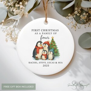 Family of Four Christmas Ornament - Personalized Family Keepsake - New Baby 2025 F27