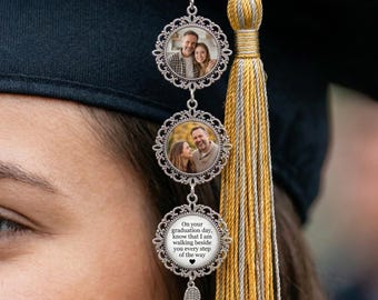 Graduation Tassel Charm with Angel Wings,Custom Graduation Cap Photo Charm,2026 Memorial Graduation Gift,Graduation Gift For Her/Him MS37