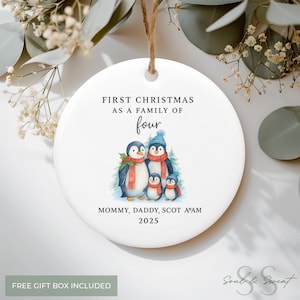Family of Four Christmas Ornament - Personalized Family Keepsake - New Baby 2025 F19