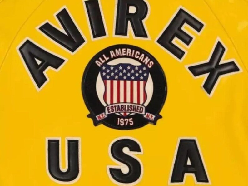 Handmade Kids Avirex USA Leather Bomber Jacket | Yellow Embroidered Genuine Cowhide Jacket for Toddlers | Kids Avirex Coat | Winter Gift image 5