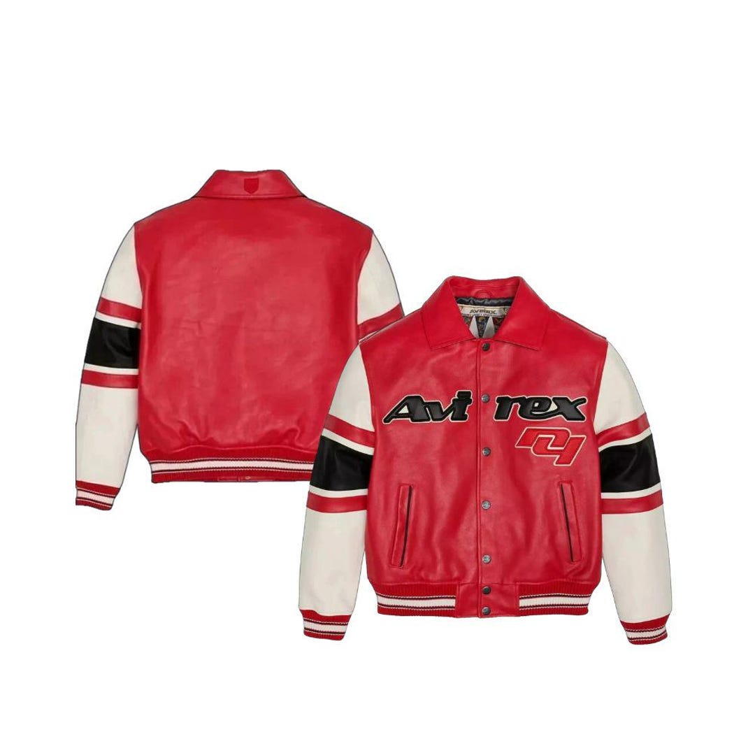 11/18まで！　AVIREX レザー ボンバージャケット レッド AVIREX USA レッドレザーボンバージャケット アメリカンスタイル 本物