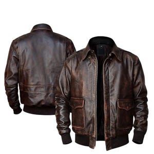 Men's Handmade A2 Aviator Air Force Pilot Bomber Leather Jacket | Flight Pilot Vintage Cockpit Real Sheepskin Leather Jacket | Gift for Him