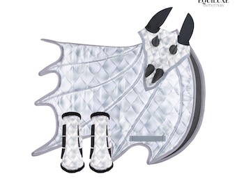 Silver Dragon Equestrian Saddle Pad With Fly Bonnet and Boots