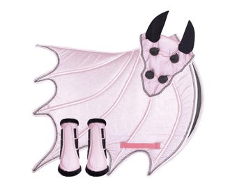 Pink Dragon Saddle Pad Set with Glittery Equestrian Costume and Matching Leg Boots
