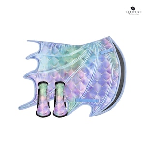 Multicolor Dragon Wing Saddle Pad Set with Matching Boots – Premium Quilted Horse Riding Pad