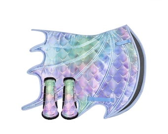Multi Color Dragon Saddle Pad Set with Matching Boots and Iridescent Quilted Pad