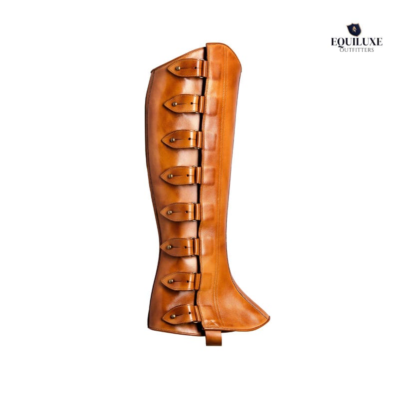 Handmade equestrian gaiters in premium tan leather