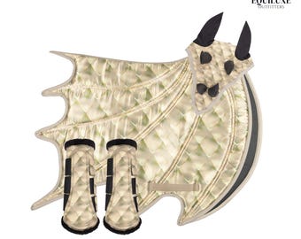 Dragon Wing Horse Saddle Pad Set with Ear Bonnet & Boots