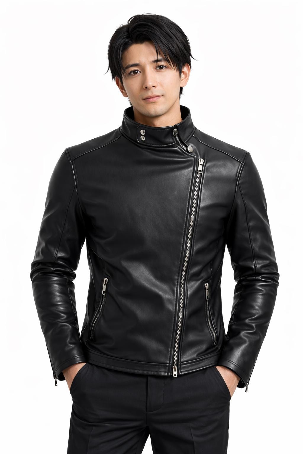 Yuta Okkotsu Black Leather Biker Jacket for Men Jujutsu Kaisen