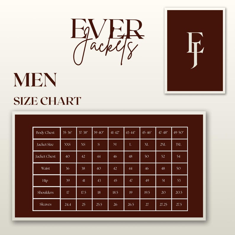 Ever Jackets Men's Size Chart