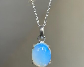 Pendentif Aurora Opal fait main : bijoux en argent sterling 925 avec pierre ovale