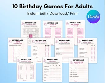 Birthday Games for Her, Adult Birthday Party Games, Who Knows The Birthday Girl Best, Women Birthday Party Game, Printable Game, Canva