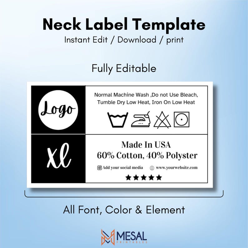 Free Neck Label Template.pdf Neck Label Template, Custom Tagless Label, Neck Labels, Custom Clothing ...