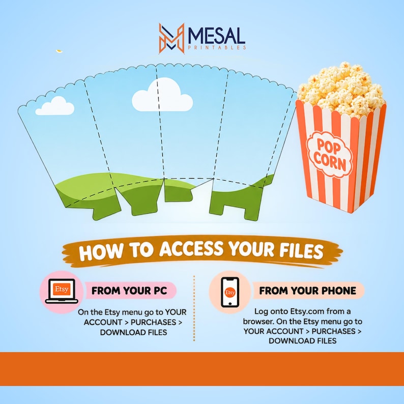 Popcorn Thinking Box Popcorn Box Template Canva Editable Popcorn Holder Template Movie Night ...
