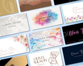 Plantillas de tarjetas de presentación editables: 25 diseños de Canva (descarga digital)