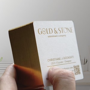 Custom Luxury Square Business Cards with QR Code, Black/White Design & Gold Foil Stamping - Premium Print