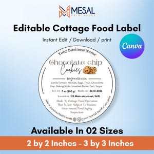 Cottage Food Label, Ingredient Label Template, Bakery Label, Small Business Packaging, Home Baked Goods Label, Home Bakery Stickers, Cookies