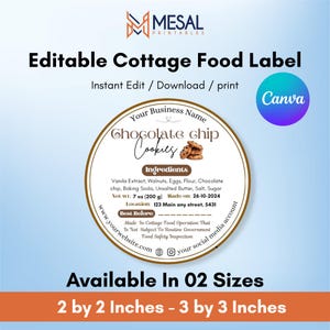 Cottage Food Label, Ingredient Label Template, Cottage Baking Label, Small Business Packaging, Home Baked Goods Label, Home Bakery Stickers