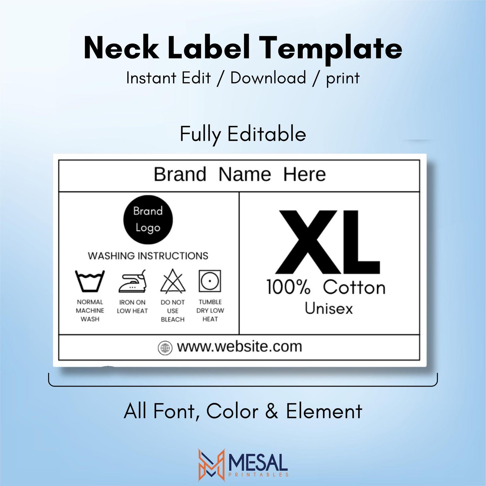 Neck Label Template, Custom Tagless Label, Neck Labels, Custom Clothing ...