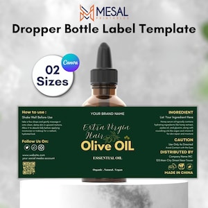 Dropper Bottle Label Template: Editable Canva Design (4x1.75 & 5x2 inches)
