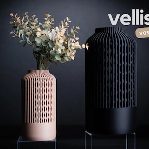 Vellis Vase – 3D Printed Modern Minimalist Vase  – Sculptural Decor for Dried Flowers & Pampas