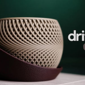 Drift Planter – 3D Printed Modern Minimalist Planter with Wrap-Around Drip Plate – Elevated Indoor Pot with Textured Pattern