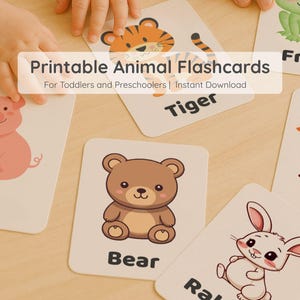 Printable Animal Flashcards for Toddlers – Pastel Educational Cards – Instant Download PDF