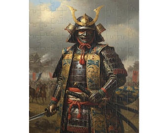 Rompecabezas de guerrero samurái: Arte tradicional japonés de armaduras, retrato de shogun, decoración zen para el hogar, regalo para amantes de la historia y entusiastas de los rompecabezas.