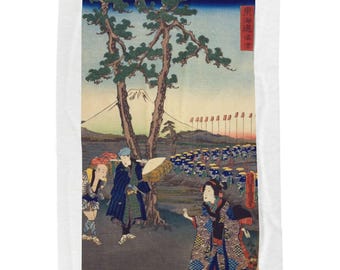 Manta polar Ukiyoe Sherpa - Hiroshige "Numazu" Vista del Fuji, Decoración artística japonesa, Estilo de la Gran Ola