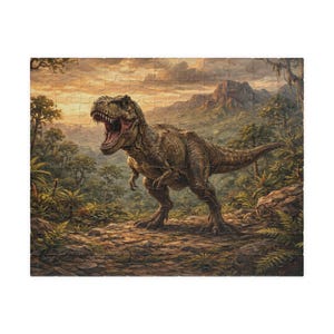 T-Rex Jigsaw Puzzle for Adults & Kids - Epic Dinosaur Sunset Landscape - Prehistoric Wall Art Decor - Educational Gift for Dino Lovers