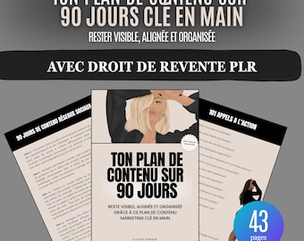 90-Day Content Plan – Downloadable French Ebook | Digital PLR Product for Resale