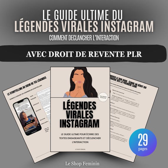 Légendes virales Instagram – Ebook marketing en français + droits de revente PLR
