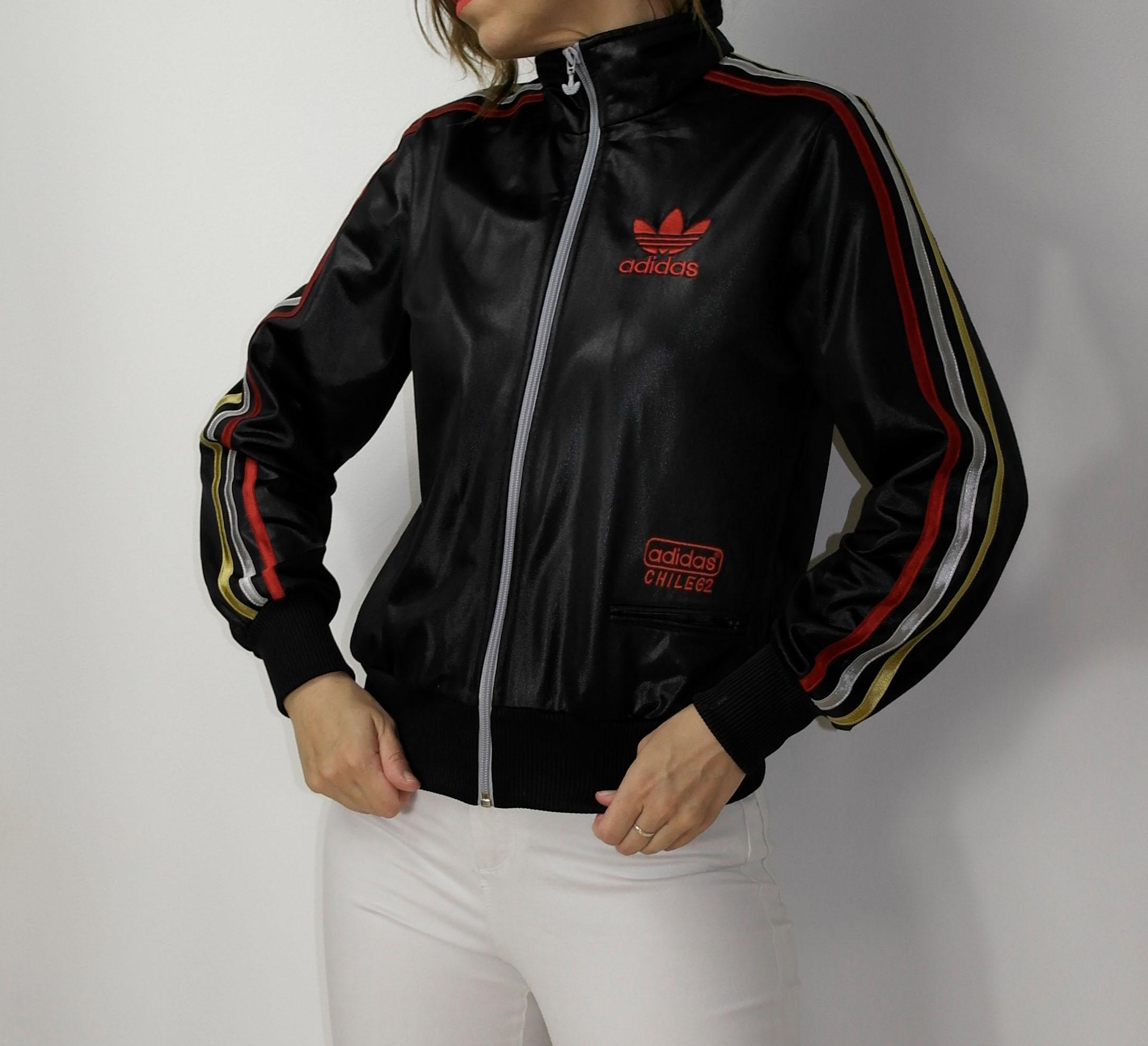 00s Adidas Chile 62 Black Track Jacket – Red Gold Silver Trefoil 