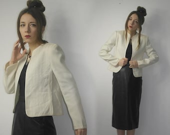 Vintage Louis Féraud Paris Blazer Light Beige Wool Jacket Made in West Germany Designer Size 36
