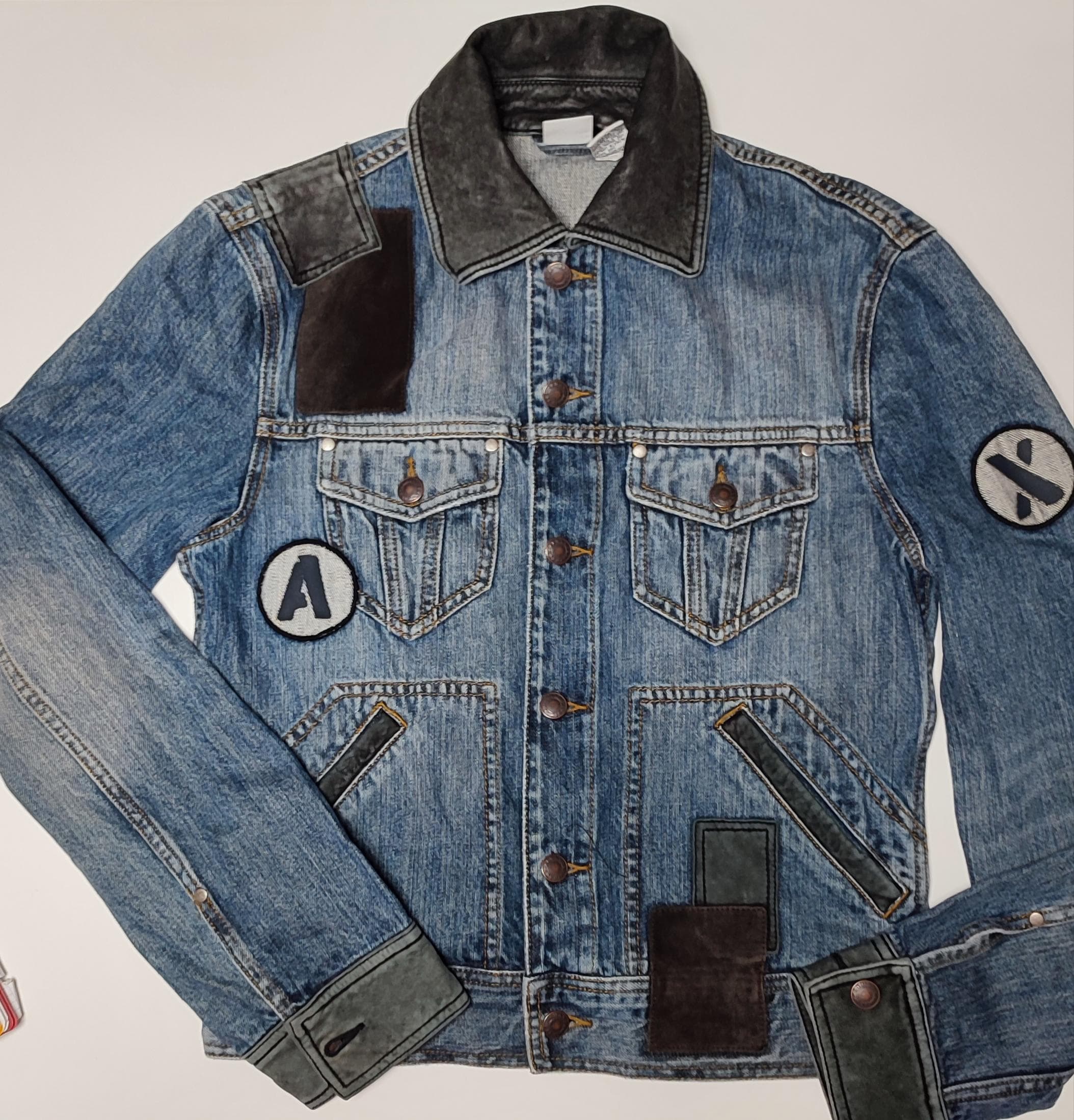 メンズ vintage armani exchange denim jacket y2k