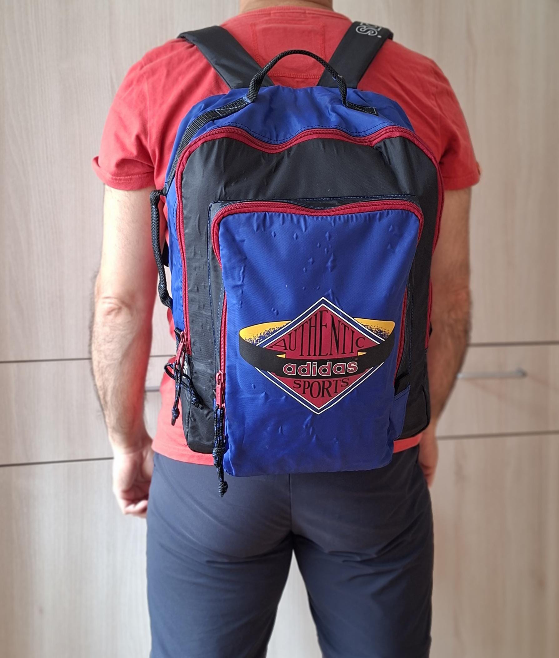Vintage 80s Adidas Backpack West Germany | Unisex Blue Red