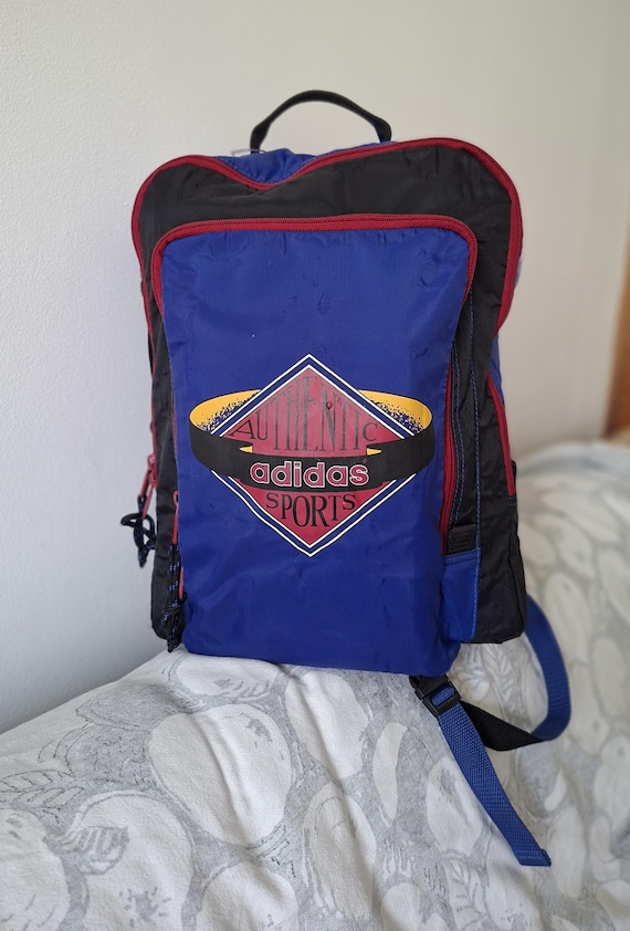 Vintage 80s Adidas Backpack West Germany | Unisex Blue Red