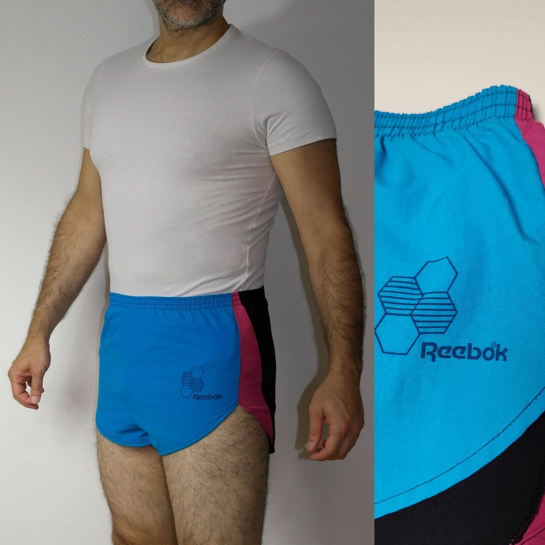 Vintage 80s Reebok Running Shorts Blue Pink Black | Retro Athletic Gym ...